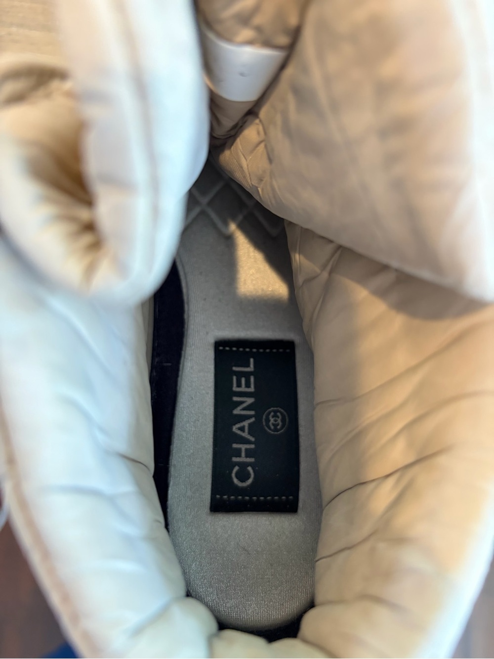 CHANEL Taupe Quilted High-Top Sneakers - Picture 8 of 9